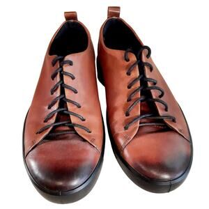 Ecco Danish Mens Burnished Toffee Brown Leather Sneakers Size 42-8.5